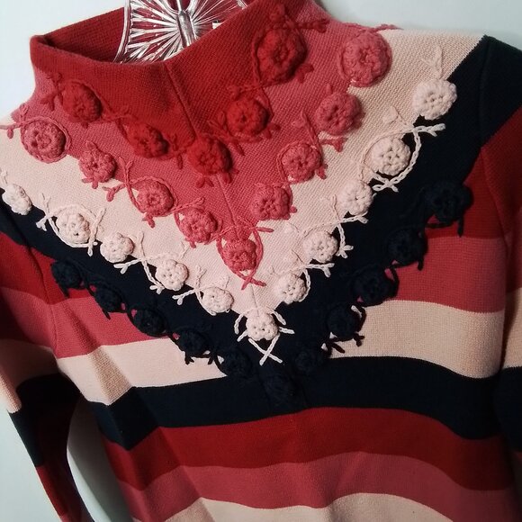 PARIS ATELIER & OTHER STORIES MULTI-COLORED STRIPED MOCK SWEATER SIZE S - Picture 2 of 8